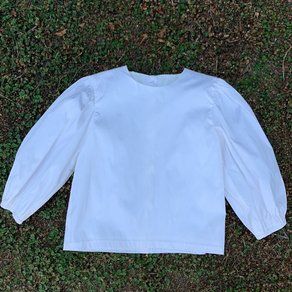 NWOT Crop Puffed Sleeves Cream Top Couture
